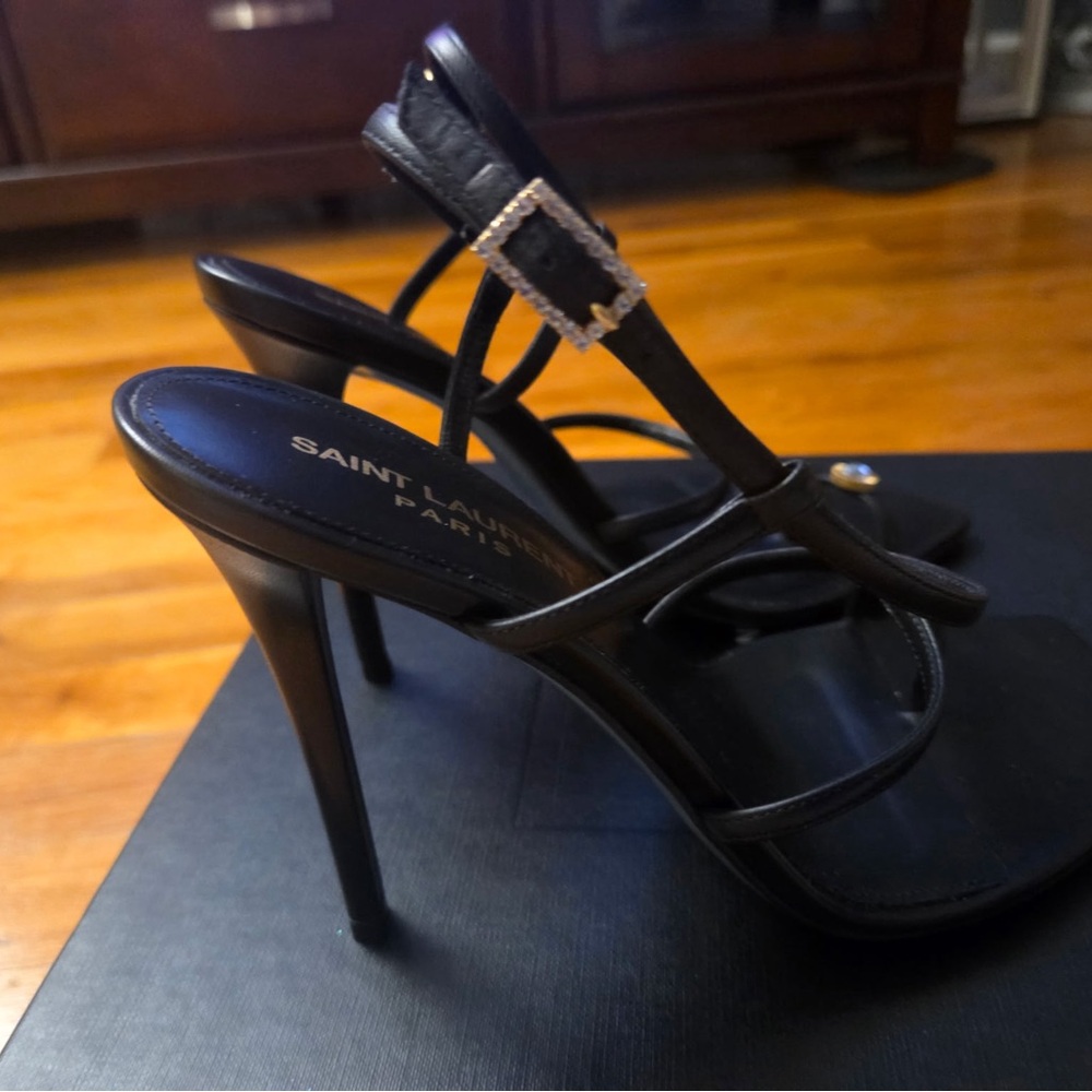 Saint Laurent Never Worn Black Strappy Heels - Picture 2 of 8